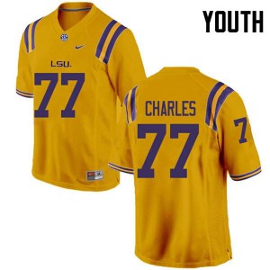 #77 Saahdiq Charles LSU Youth Stitch Jersey Gold
