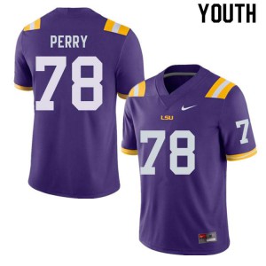 #78 Thomas Perry LSU Tigers Youth Stitch Jersey Purple