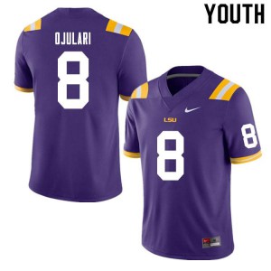 #8 BJ Ojulari LSU Youth Football Jerseys Purple