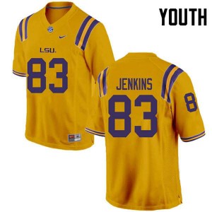 #83 Jaray Jenkins Louisiana State Tigers Youth Official Jerseys Gold