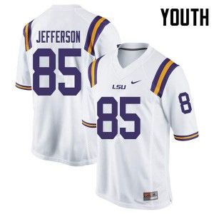 #85 Justin Jefferson LSU Tigers Youth Embroidery Jersey White