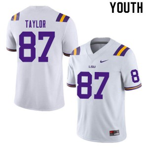 #87 Kole Taylor Louisiana State Tigers Youth College Jerseys White