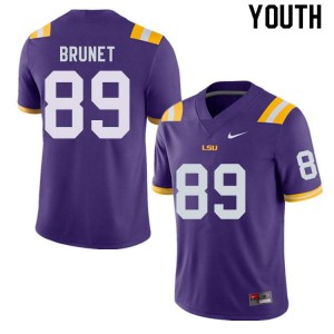 #89 Colby Brunet LSU Youth Official Jerseys Purple