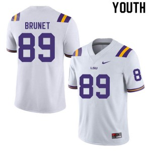 #89 Colby Brunet Tigers Youth Football Jersey White