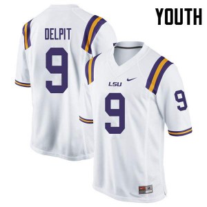 #9 Grant Delpit LSU Tigers Youth Player Jersey White