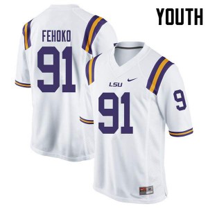 #91 Breiden Fehoko LSU Youth Stitched Jersey White
