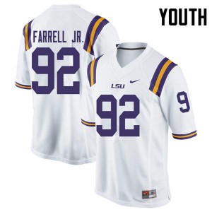 #92 Neil Farrell Jr. LSU Tigers Youth NCAA Jersey White