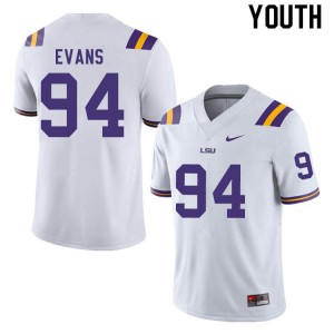 #94 Joseph Evans LSU Tigers Youth Official Jerseys White