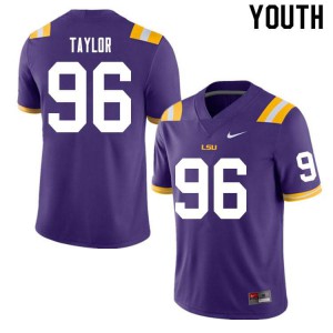#96 Eric Taylor LSU Youth College Jerseys Purple