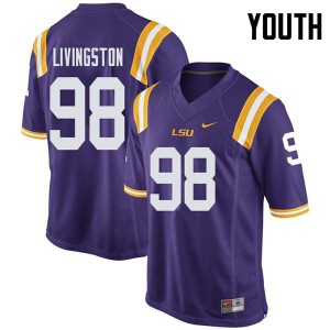#98 Dominic Livingston Louisiana State Tigers Youth Stitched Jersey Purple