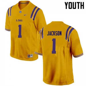 #1 Donte Jackson Tigers Youth Football Jerseys Gold