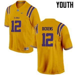 #12 Micah Dickens Tigers Youth NCAA Jersey Gold