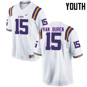 #15 Steve Van Buren LSU Tigers Youth Player Jersey White