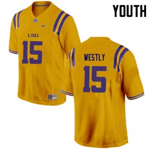 #15 Tony Westly LSU Tigers Youth Stitched Jerseys Gold