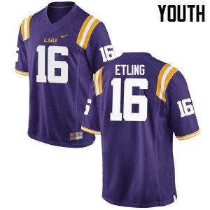 #16 Danny Etling LSU Tigers Youth Player Jersey Purple