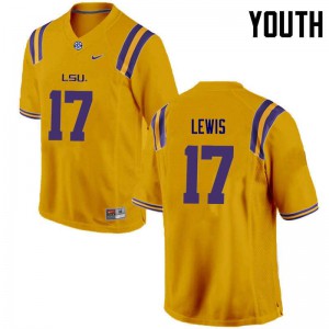 #17 Xavier Lewis Louisiana State Tigers Youth Stitched Jersey Gold