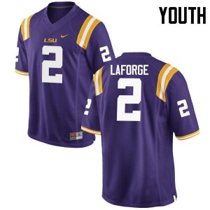 #2 Trey LaForge LSU Youth Football Jersey Purple