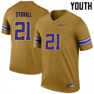 #21 Jerry Stovall LSU Tigers Youth Legend Stitched Jerseys Gold