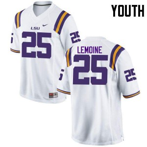 #25 T.J. Lemoine Louisiana State Tigers Youth High School Jerseys White