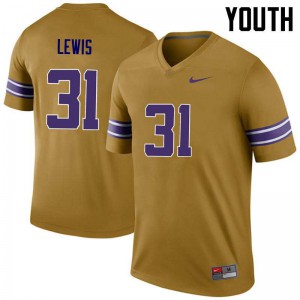 #31 Cameron Lewis LSU Youth Legend Football Jerseys Gold