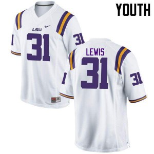 #31 Cameron Lewis Louisiana State Tigers Youth Official Jersey White