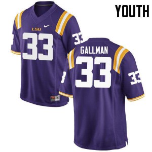 #33 Trey Gallman Louisiana State Tigers Youth University Jersey Purple