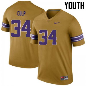#34 Connor Culp LSU Youth Legend Embroidery Jerseys Gold
