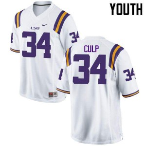 #34 Connor Culp LSU Youth Embroidery Jerseys White