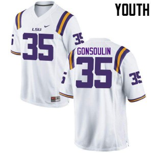 #35 Jack Gonsoulin LSU Youth Stitch Jerseys White