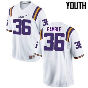 #36 Cameron Gamble LSU Youth NCAA Jerseys White