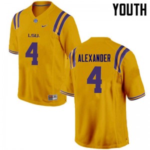 #4 Charles Alexander Tigers Youth Official Jerseys Gold