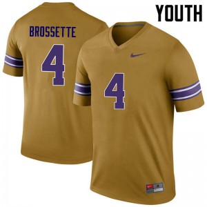 #4 Nick Brossette Louisiana State Tigers Youth Legend Official Jersey Gold