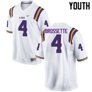 #4 Nick Brossette Louisiana State Tigers Youth Stitched Jerseys White