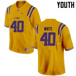 #40 Devin White LSU Youth Embroidery Jerseys Gold