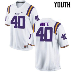 #40 Devin White LSU Youth Player Jersey White