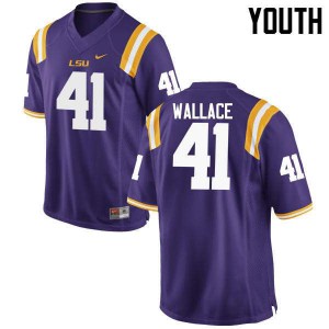 #41 Abraham Wallace Louisiana State Tigers Youth Embroidery Jersey Purple
