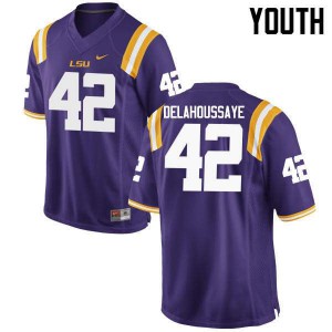#42 Colby Delahoussaye LSU Tigers Youth College Jersey Purple