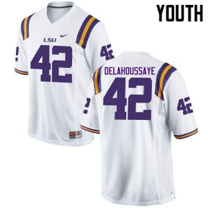 #42 Colby Delahoussaye Louisiana State Tigers Youth High School Jersey White