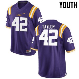 #42 Jim Taylor LSU Youth Embroidery Jersey Purple