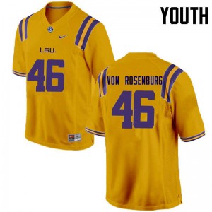 #46 Zach Von Rosenberg Louisiana State Tigers Youth Embroidery Jersey Gold