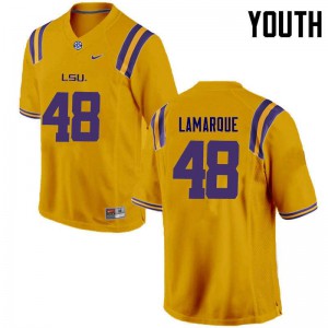 #48 Ronnie Lamarque Louisiana State Tigers Youth Stitched Jersey Gold