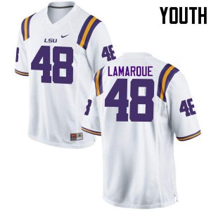 #48 Ronnie Lamarque LSU Tigers Youth Stitch Jerseys White
