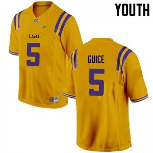 #5 Derrius Guice LSU Youth College Jersey Gold