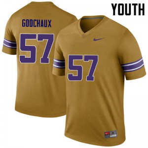 #57 Davon Godchaux LSU Youth Legend Football Jersey Gold