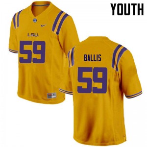 #59 John Ballis Louisiana State Tigers Youth Football Jerseys Gold