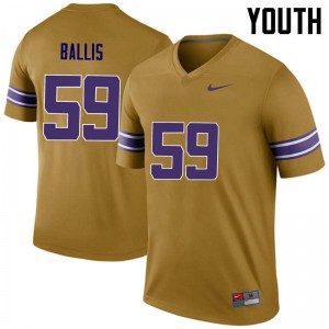 #59 John Ballis LSU Tigers Youth Legend Stitch Jerseys Gold