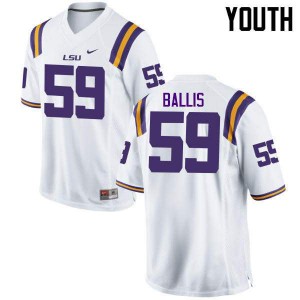 #59 John Ballis Louisiana State Tigers Youth Official Jersey White