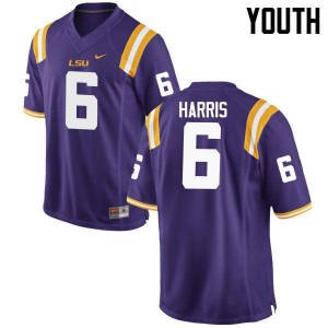 #6 Brandon Harris LSU Youth Football Jerseys Purple