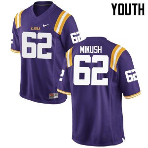 #62 Justin Mikush LSU Tigers Youth University Jersey Purple