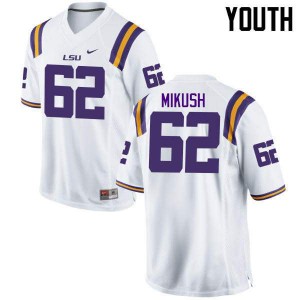 #62 Justin Mikush Tigers Youth High School Jerseys White